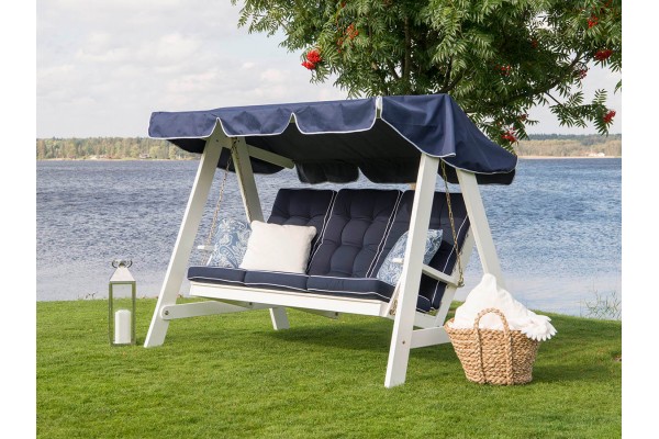 Hammocktak Blå med vit kant Hillerstorp